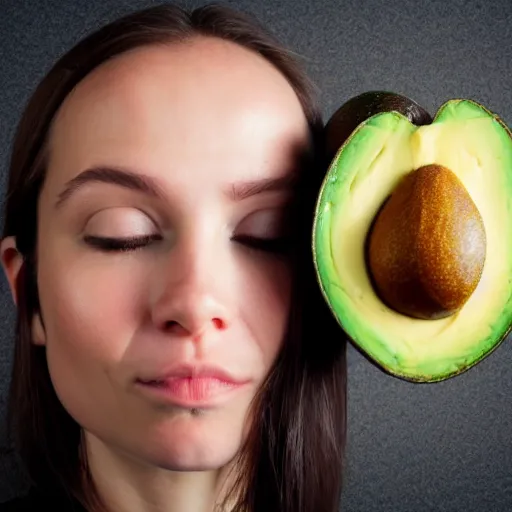 Image similar to photo of a person's face face in an avacado