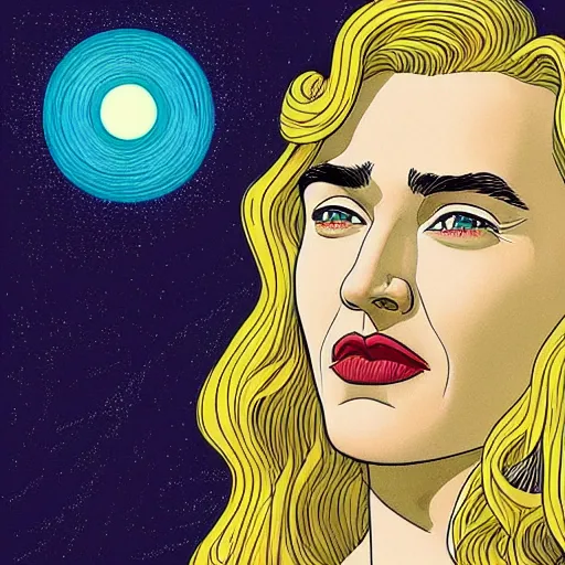 Image similar to “ kate winslet retro minimalist portrait by jean giraud, moebius starwatcher comic, 8 k ”