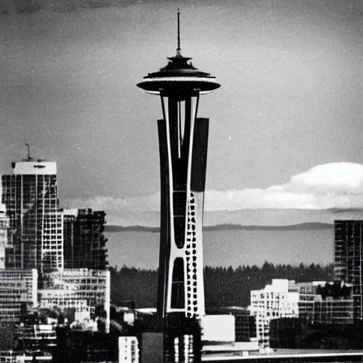 Prompt: godzilla destroying the space needle