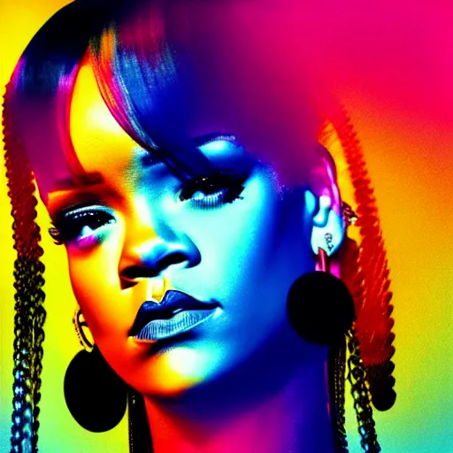 Prompt: album cover of Rihanna's next album, unique, creative, 4k, gorgeous!! colorful