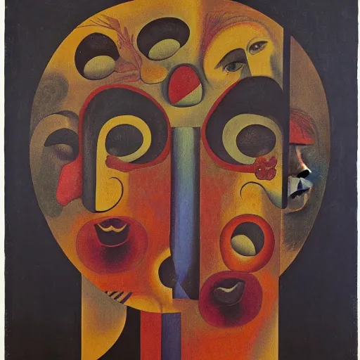 Image similar to floral face portrait by leonetto cappiello and wojciech siudmak and ernst fuchs, anni albers, oil on canvas