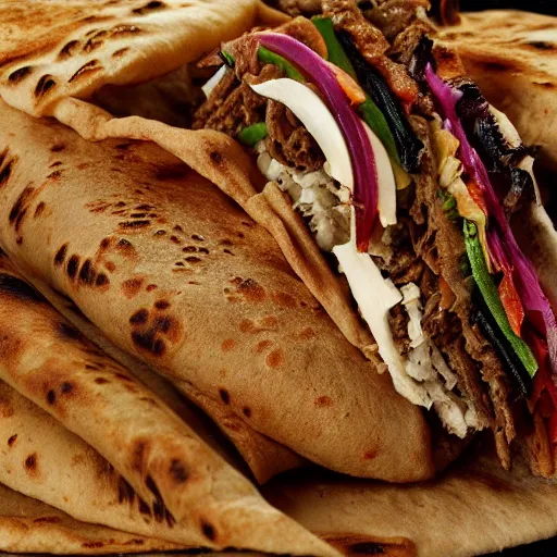 Image similar to takeaway doner kebab in pitta bread by h.r. giger