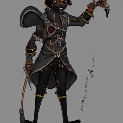 Image similar to anthropomorphic jackrayharengon with black skin, wearing stylized monk robes and a wide brimmed hat, digital art featured on artstation