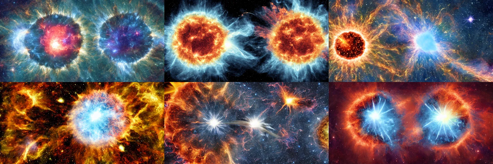 Prompt: generated illustration of the explosion of a supernova, which is located at a distance of 1 3 0 0 0 light - years from planet earth, highly detailed