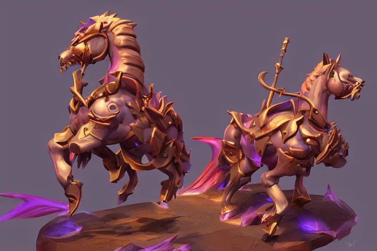 Image similar to 3d sculpt of an evil undead carousel horse, artstaton, League of Legends, overwatch, digital illustration