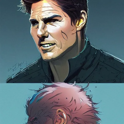 Prompt: a study of cell shaded portrait of Tom Cruise concept art, llustration, post grunge, concept art by josan gonzales and wlop, by james jean, Victo ngai, David Rubín, Mike Mignola, Laurie Greasley, highly detailed, sharp focus, alien, Trending on Artstation, HQ, deviantart, art by artgem