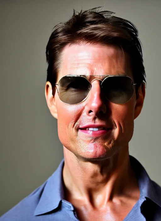 Image similar to a professional photo of tom cruise, not smiling, serious face, f / 1. 4, 9 0 mm