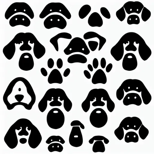 Prompt: dog simple icons, black and white