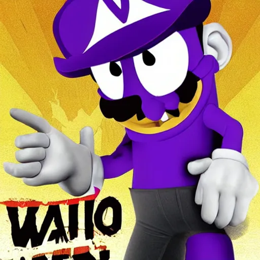 Image similar to waluigi horror movie poster