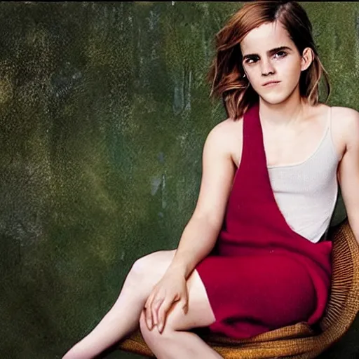 Prompt: emma watson as a strawberry chair