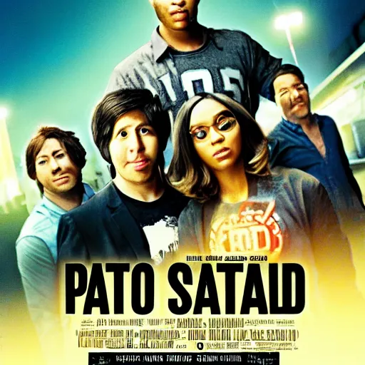 Image similar to potato salad action movie poster, explosions in background