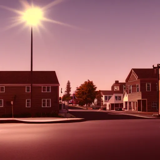 Image similar to backlit new england town in the 1 9 6 0 s beautiful octane render, 8 k detail