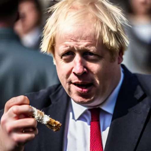 Image similar to medium shot photo of Boris Johnson with a joint with smoke coming out, 4k, ultra HD