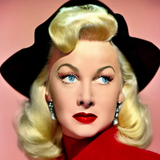 Image similar to a color portrait photography of a 1950s hollywood actress, actress, blonde, vivacious, demur, cinematic, hq, detailed