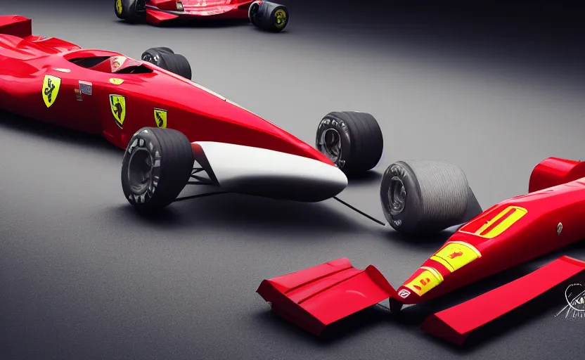 Prompt: still of a retro futuristic ferrari formula 1 car inspired by f 1 2 0 2 1 concept and ferrari 6 4 3, blender, 8 k, artstation, highly detailed, intricate, octane 3 d,