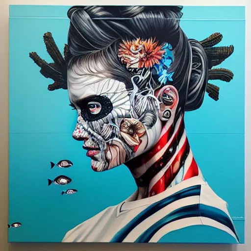 Image similar to side profile of horrors in ocean with intricate details by Sandra Chevrier