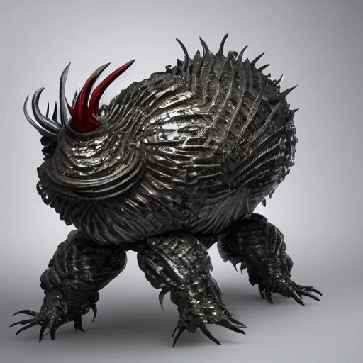 Prompt: evil steel bubble chicken kaiju, epic scale, hyper detailed, photorealistic, rule of thirds, 8 k.