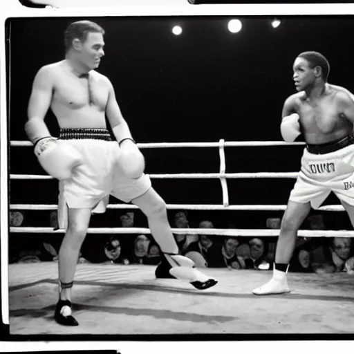 Prompt: vintage ringside photograph of saul goodman boxing
