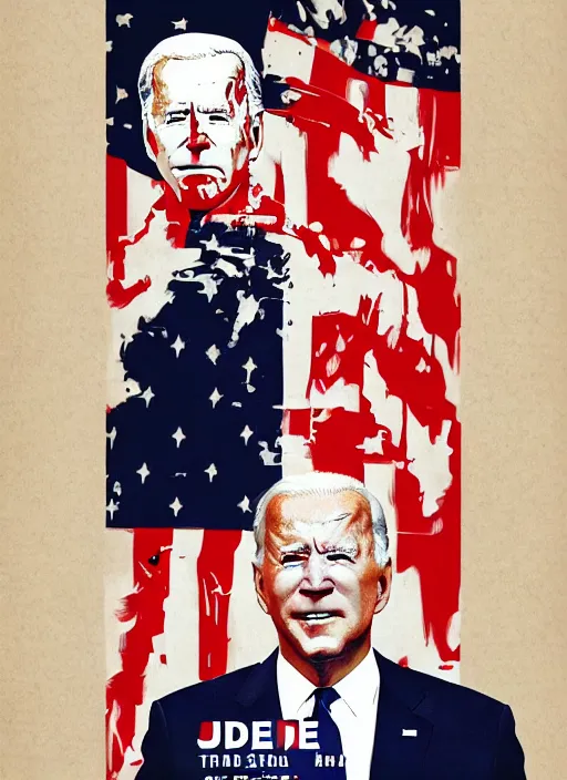 Image similar to biden, channing tatum portray united states president joe biden, minimalist movie poster, theatrical poster, fan art, digital art, trending on artstation