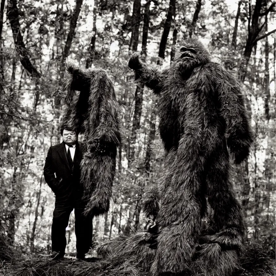 Image similar to An Annie Leibovitz portrait of Orson Welles in a Bigfoot costume