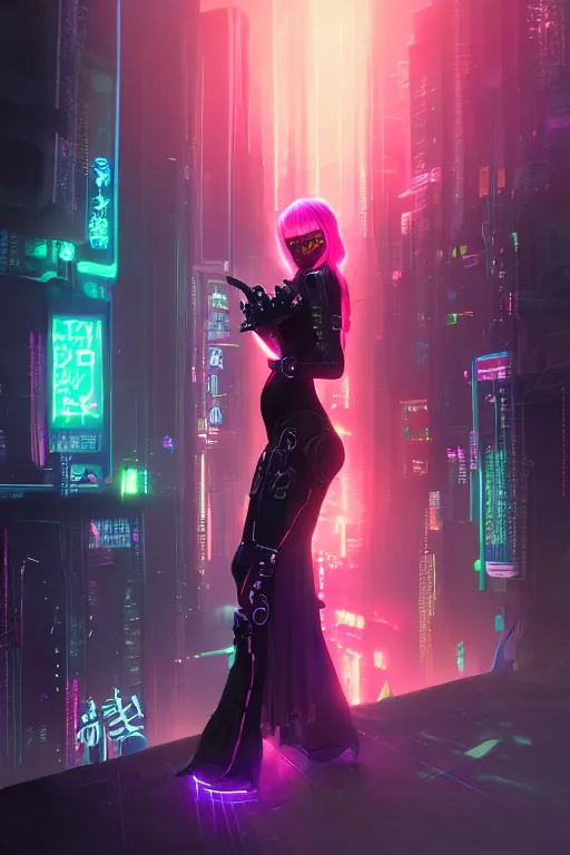 Prompt: portrait futuristic sinful cyberpunk young female necromancer, in futuristic moonlighting tokyo rooftop cyberpunk night, ssci-fi, fantasy, intricate, very very beautiful, elegant, neon light, highly detailed, digital painting, artstation, concept art, soft light, hdri, smooth, sharp focus, illustration, art by tian zi and craig mullins and WLOP and alphonse mucha