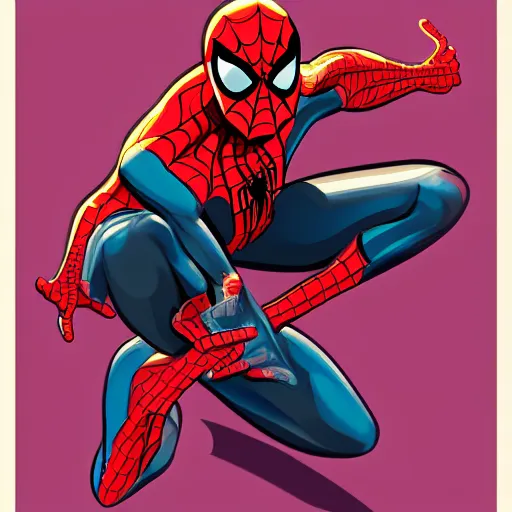 Prompt: concept art of spider man, vector art, by cristiano siqueira, brush hard, highly detailed, artstation, high quality
