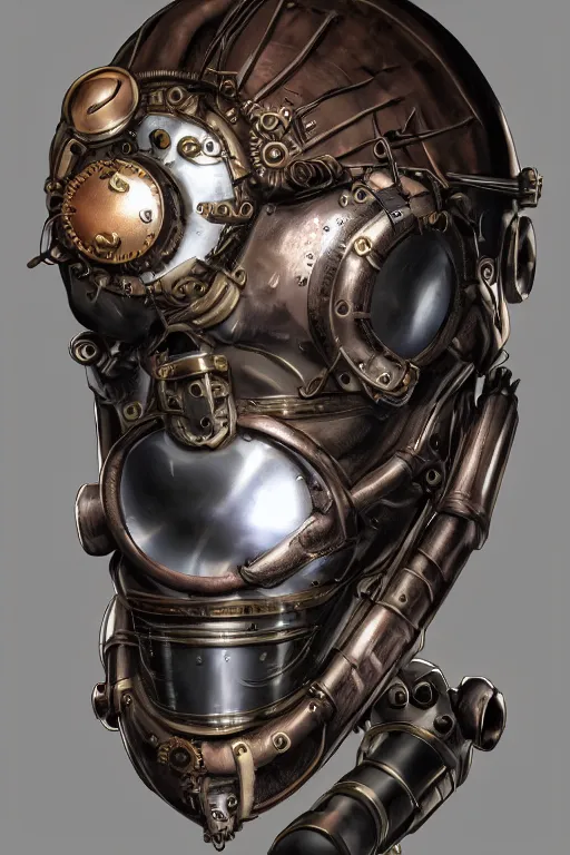 Image similar to steampunk helmet fantasy art mask robot ninja stylized digital illustration sharp focus, elegant intricate digital painting artstation concept art global illumination ray tracing advanced technology chaykin howard and campionpascale and cooke darwyn and davis jack