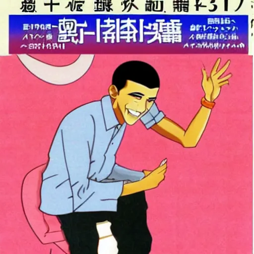 Prompt: japanese magazine advert for obama anime, 1 9 8 5