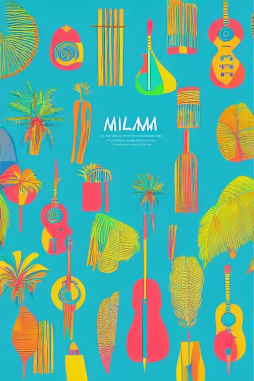 Image similar to minimalist boho style art of colorful miami, illustration, vector art