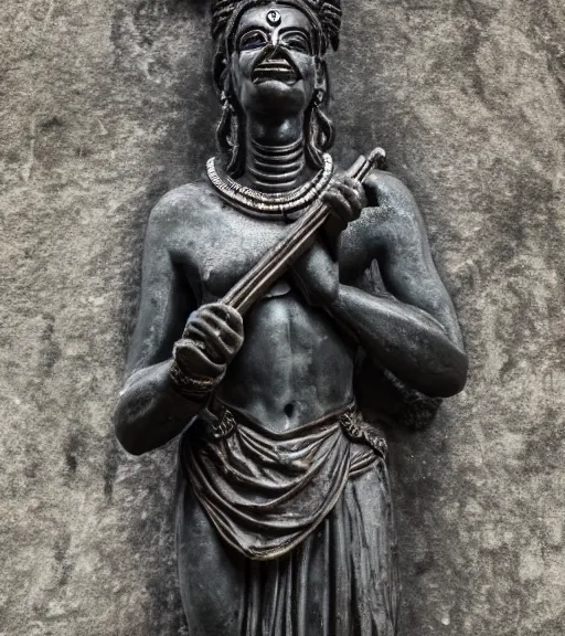 Prompt: mystical hindu black death god statue, dslr photo, grainy, high detail, high resolution