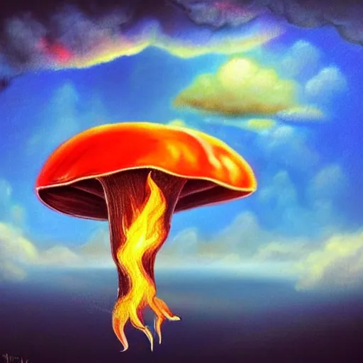 Prompt: ❤🔥🍄🌪, trending on art station, in the sky, highly realistic surrealist art