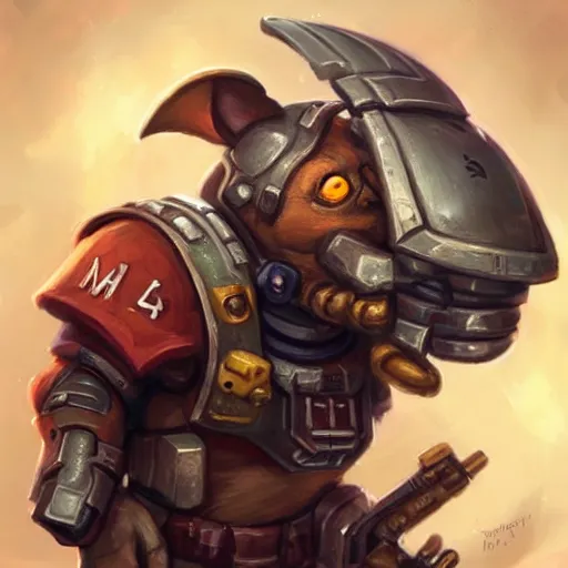 Image similar to cute little anthropomorphic Guinea Pig Space Marine, tiny, small, short, Space marine, cute and adorable, pretty, beautiful, DnD character art portrait, matte fantasy painting, DeviantArt Artstation, by Jason Felix by Steve Argyle by Tyler Jacobson by Peter Mohrbacher, cinema