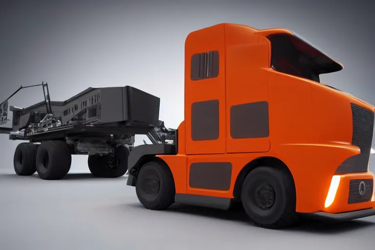 Image similar to still photo of a futuristic remote control truck, highly detailed, photorealistic portrait, bright studio setting, studio lighting, crisp quality and light reflections, unreal engine 5 quality render