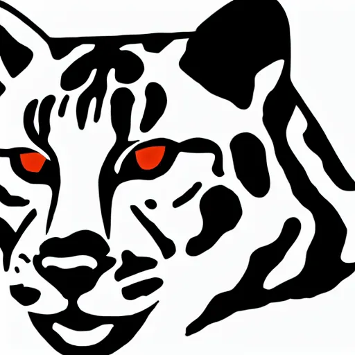 Image similar to abstract logo drawing of profile shot of a black and red ocelot with black background, high contrast, 4k