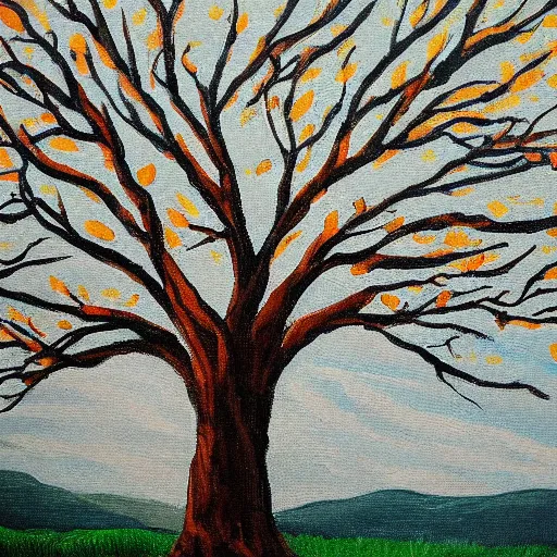 Prompt: painting of a tree with eyes