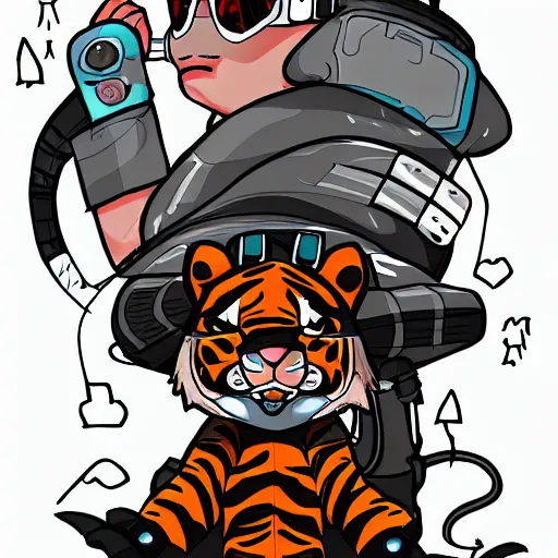 Image similar to a cute sleeping tiger cyberpunk style video game art trending artstation