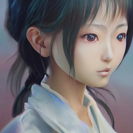 Image similar to ultra-detailed, HD semirealistic anime CG concept art digital painting of a Japanese schoolgirl, by a Chinese artist at ArtStation, by Huang Guangjian, Fenghua Zhong, Ruan Jia, Xin Jin and Wei Chang. Realistic artwork of a Chinese videogame, gentle an harmonic colors.