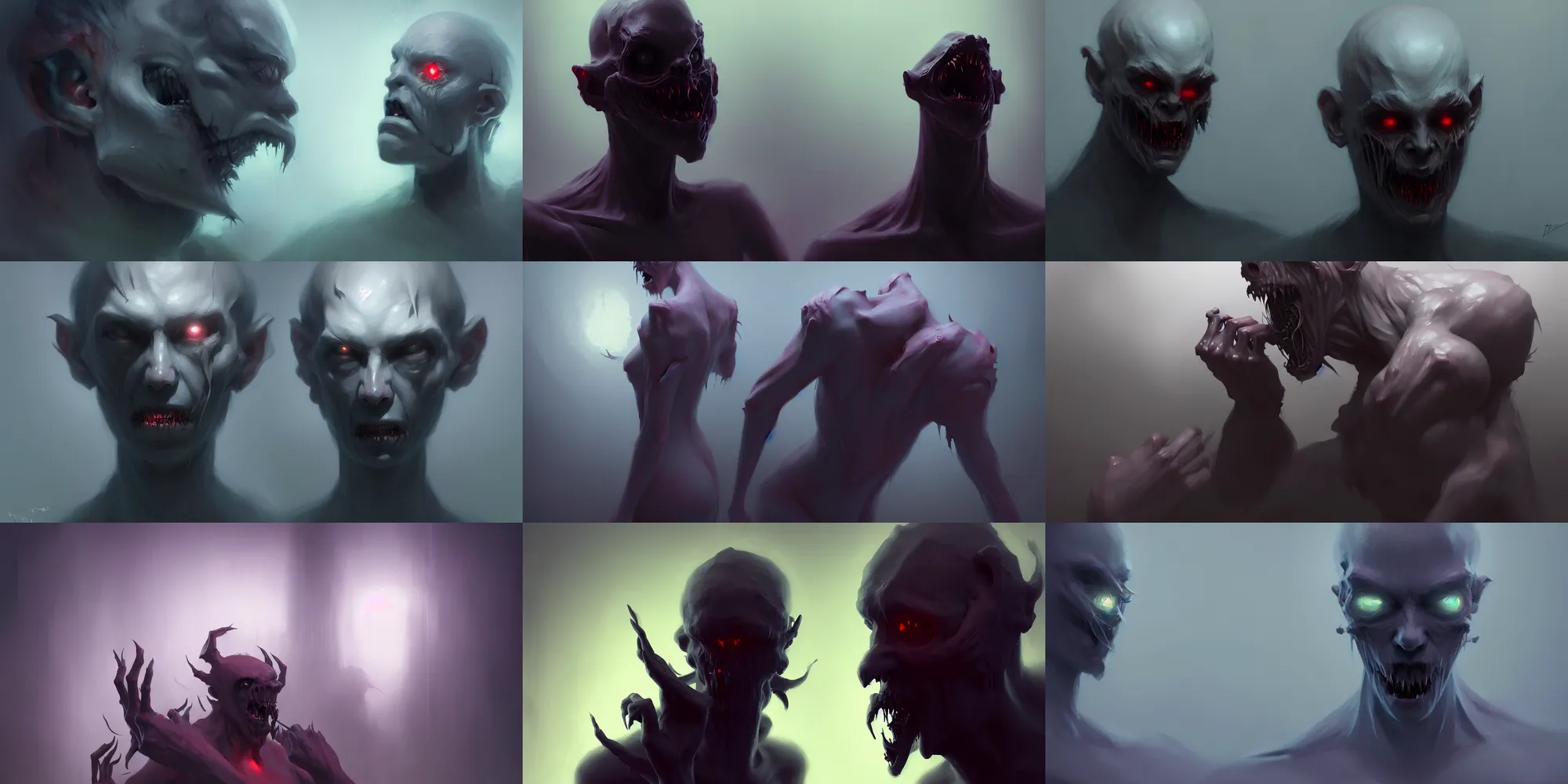Prompt: a creepy monster, dark aesthetic, soft colours, natural, concept art, in the style of georgy kurazov, yanjun cheng, brad rigney and bobby chui, highly detailed, high quality, artstation, digital art, 8 k hdr, cinematic, dramatic lighting, scenic, rich colour scheme