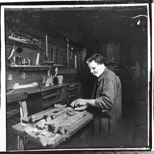 Prompt: carpenter in his workshop