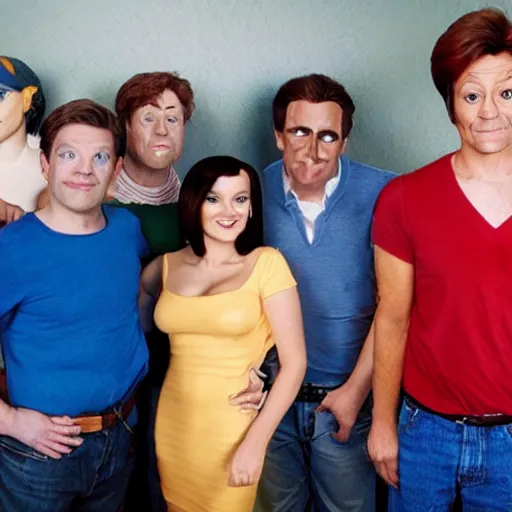 Image similar to photograph of the cast of futurama in real life