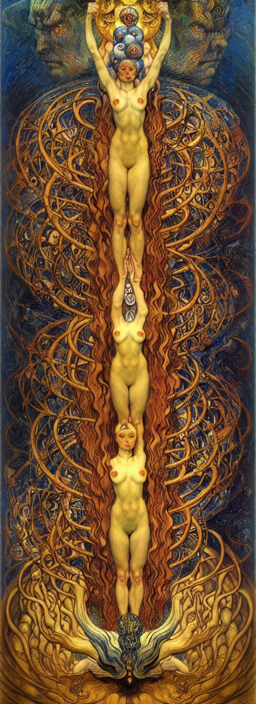 Image similar to Divine Chaos Engine by Karol Bak, Jean Delville, William Blake, Gustav Klimt, and Vincent Van Gogh, symbolist, visionary