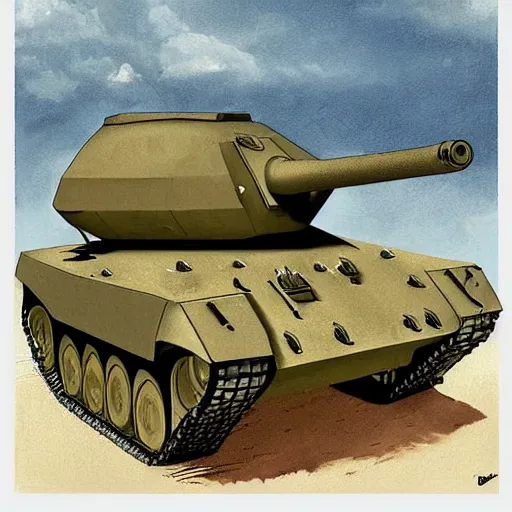 Image similar to a military art print of a tank by david pentland