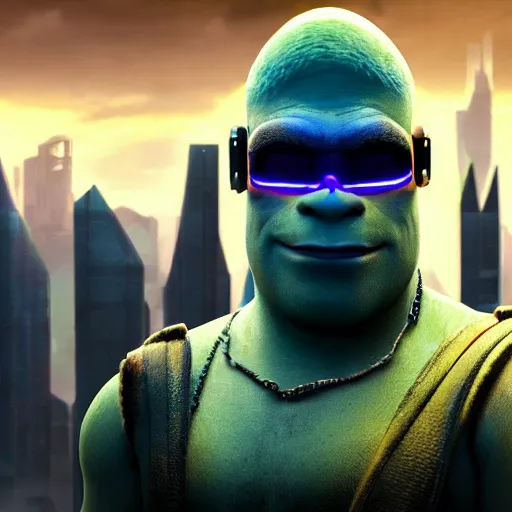 Prompt: Cyberpunk Shrek