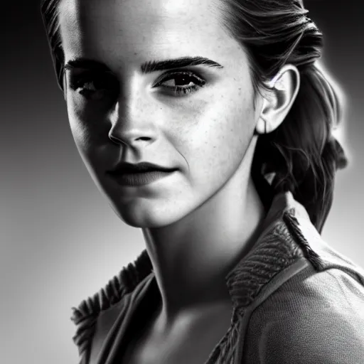 Image similar to Emma Watson in Star Wars, XF IQ4, 150MP, 50mm, f/1.4, ISO 200, 1/160s, natural light, Adobe Photoshop, Adobe Lightroom, symmetrical balance, depth layering, polarizing filter, Sense of Depth, AI enhanced, HDR