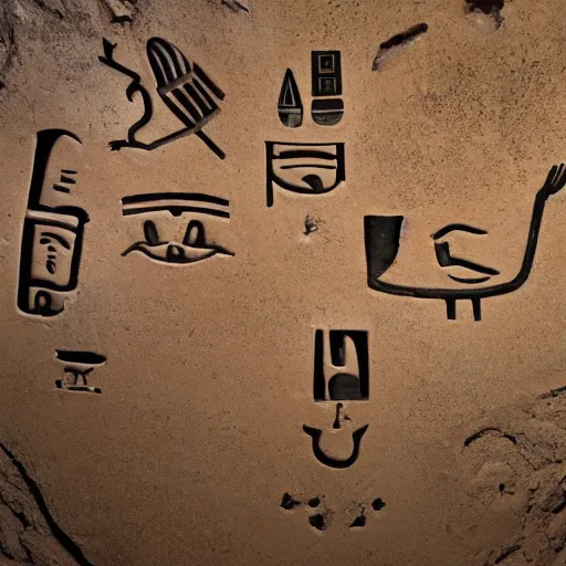 Image similar to emoji hieroglyphs on cave wall