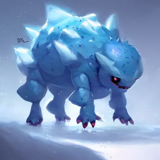 Image similar to Ivysaur of ice, digital Art, Greg rutkowski, Trending artstation,cinematic