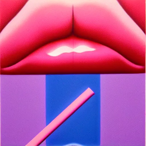 Image similar to lips on plastic straw by shusei nagaoka, kaws, david rudnick, airbrush on canvas, pastell colours, cell shaded, 8 k