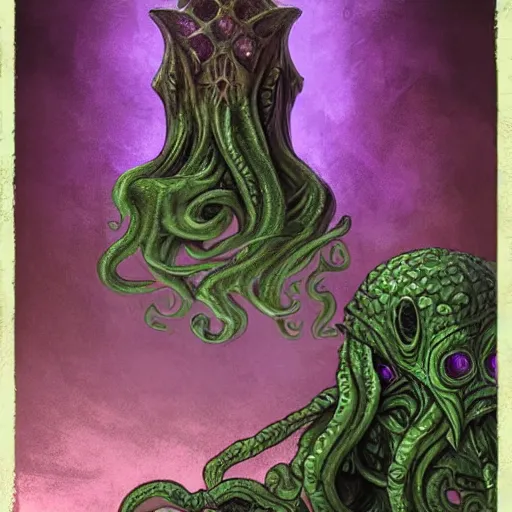 Image similar to the cthulhu hammer, mystical greenish mist, lovecraftian features, fantasy item concept art, digital art by chris achilleos, detailed, sharp lighting, rpg rulebook illustration