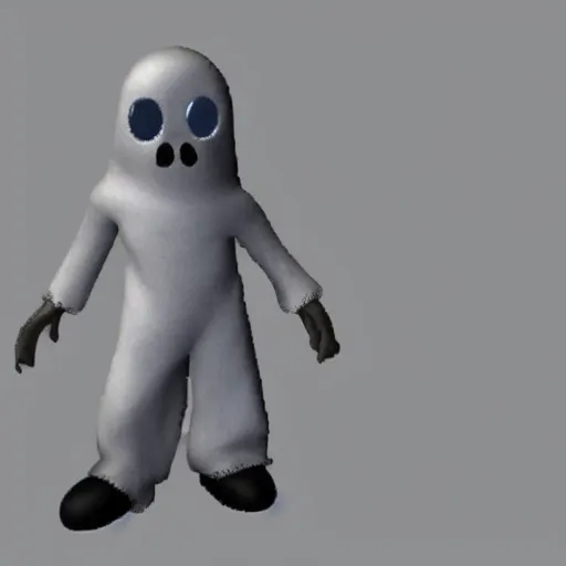 Prompt: a spooky ghost. playstation 1 3 d model.