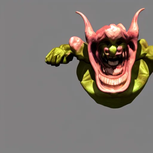 Image similar to goblin being tossed like a football, 3d render